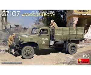 MiniArt MIN35386 1:35-1.5t 4x4 G7107 Camión de Carga con Kit de Modelo de Escala de Cuerpo de Madera, Color Moldeado