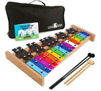 MINIARTIS Glockenspiel - Xilófono Glockenspiel de tamaño completo con 27 teclas de metal coloridas para adultos y niños, instrumento musical de percusión incluye 2 batidores de madera, cancionero y