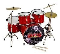 MINIATURA BATERÍA ACUSTICA ROJO CROMO MDR-0121 ELVIS PRESLEY REGALO MUSICAL ROCKMUSIC