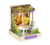 Miniatura casa de Madera - DIY casa de muñecas, minikit de construcción de con luz y protección contra el Polvo | Proyecto Creativo de Hobby, decoración de Mesa de salón Dormitorio