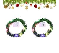 Miniatura Corona de Navidad,Mini Corona de Navidad con Luces,2 PCS LED Luces de Hadas Colores,Guirnaldas de Navidad,Decoración de Navidad en Miniatura,para Decoración de Casas de Muñecas
