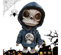 Miniatura De Esqueleto - Estatua De Mesa Con Calavera De Halloween | Fantásticas figuritas con calavera esqueleto con capucha, objetos de colección artesanales de resina con calavera únicos para la