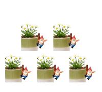 Miniatura de Gnomo para Planta, Pack de 5, Figura de Resina Decorativa con Soporte para Macetas, Estatuilla de Gnomos de Jardín para Cercas y Maceteros, Adorno para Acuario, Balcón Exterior