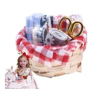 Miniatura de manualidades de costura de muñecas, cesta de costura de muñecas Miniatura | Simulación Favores de la cesta de hilo | Juego de tejido de muñecas, accesorios de manualidades realistas para