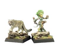 Miniatura de Pathfinder: gnomo druida ic nico de Lini y leopardo de las nieves Droogami