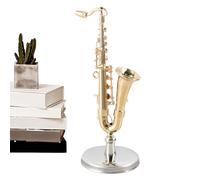 Miniatura De Saxofón, Incluye Stand & Estuche, Pieza 1x, Exhibición En Miniatura De Saxofón, Decoración Musical De Casa Muñeca, Compactación Y Portátil, Para Coleccionistas Y Músicos