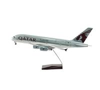 Miniatura del avión Modelo de avión de pasajeros Airbus A380 de Qatar de 46 cm, Escala 1/160, de Resina fundida a presión, Coleccionable, con Base LED.(Noled)