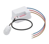 Miniatura Detector de Movimiento Infrarrojo Empotrado 220V Mini Sensor de Interruptor 360° con Sensor Crepuscular y Ajuste de Tiempo Alcance de 8m IP65 para LED Incandescente Interiore y Exteriore