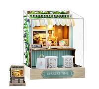 Miniatura Kit, Tiny Doll House Building Craft Kit, Wooden Miniature Puzzles with Light for Living Room Bedroom Kitchen Office Shelf Entryway Classroom Apartment Christmas Holiday