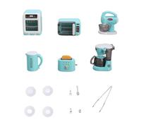 Miniatura Máquina de Café Set Mini Electrodomésticos Cocina Horno Microondas Licuadora PP Detallado Adecuado para Juego Imaginativo Niños Niñas Decora, Azul