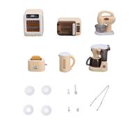 Miniatura Máquina de Café Set Mini Electrodomésticos Cocina Horno Microondas Licuadora PP Detallado Adecuado para Juego Imaginativo Niños Niñas Decora, Amarillo