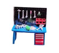 Miniatura Mesa Herramienta Modelo Micro Paisaje Decorativo Escena Miniatura de Resina con Detalles Realistas Adecuada para Casa de Muñecas, Mesa Azul