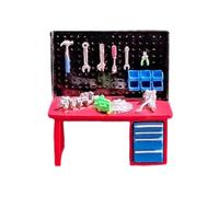 Miniatura Mesa Herramienta Modelo Micro Paisaje Decorativo Escena Miniatura de Resina con Detalles Realistas Adecuada para Casa de Muñecas, Mesa Roja
