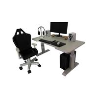 Miniatura Oficina Juegos 1/12 Escala Silla, Escritorio y PC Juego PP con Auriculares, 15x7.5x7cm Set Muebles en Miniatura con Teclado y Altavoz