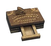 Miniatura Ouija Board, Tiny Wooden Spirit Talking Board,1,3 x 0,98 in Halloween Landscape Decoration, Collectible Decorative Piece, Drawer Party Supplies for Home, Family, Friends