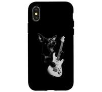 Miniatura Pinscher Tocando Guitarra Rock Música Amante Carcasa para iPhone X/XS