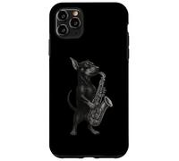 Miniatura Pinscher Tocando Saxofón Jazz Música Amante Perro Carcasa para iPhone 11 Pro Max