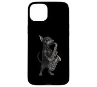 Miniatura Pinscher Tocando Saxofón Jazz Música Amante Perro Carcasa para iPhone 15 Plus
