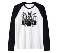 Miniatura Pinscher Tocando Tambores Perro Amante Camiseta Manga Raglan
