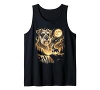 Miniatura Schnauzer Howling to The Moon Meme Funny 90's Dog Camiseta sin Mangas