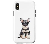 Miniatura Schnauzer Puppy Sketch Dibujo Arte Perro Amante Carcasa para iPhone X/XS