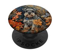 Miniatura Schnauzer Sal Pimienta Floral Perro Arte PopSockets PopGrip Adhesivo
