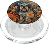 Miniatura Schnauzer Sal Pimienta Floral Perro Arte PopSockets PopGrip para MagSafe