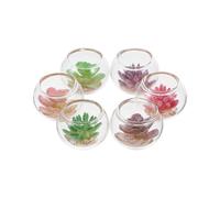 Miniature Bonsai Accessories Tiny Simulation Bonsai Green Glass Potted Plant 6Pcs