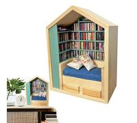 Miniature Booknook Kit - Handmade Tiny House for Adults, Wooden Library Decoration, Create Your Own Tiny World with a Charming Bookstore Design Booknook Kits for Adults