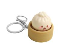 Miniature Bun Toy - Tactile Accessory Link, Lightweight Steel Ring for Secure Backpack Attachment, Compact Pocket Size, Desktop Fidget Tool with Portable Carry Hook, Bun Keychain for Keys and Bags