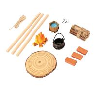 Miniature Campfire for Doll House | 1:12 Escaleras Fairy Garden Camping Accessories | Mini Campfire Teapot Statue Ornament | Decorative Mini Figurine for Indoor Outdoor Holiday Family Gathering Fairy