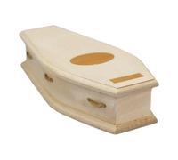 Miniature Coffin - Unfinished Wood Furniture Model | Decorative Mini Coffin Craft For Halloween Doll House | DIY Paintable Mini Prop For Kids & Creative Projects