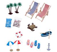 Miniature Doll House Beach Items - DIY Seaside Scene Accessories, Mini Zen Garden Beach Decorations Set, Tiny Coastal Props for Creative Landscape Building and Relaxing Display | Decorative Figurines