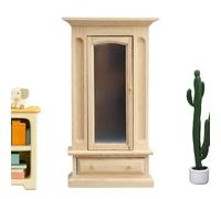 Miniature Furniture - 1:12 Scale Wood and Glass | High-Simulated Doll House Dresser with Mirror | Elegant Decoration Accessory For DIY Projects Holiday Birthday Display and Home Collections