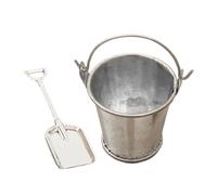 Miniature Garden Tools, 2X Doll House Accessories Set, Realistic Small Bucket Ornament, Perfect for Workplace, Children’s School, and Home Decoration, 5.7cm Gray