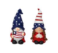 Miniature Gnome Figurines, Patriotic Garden Statues, Memorial Decorative Set, Independence Day Accent Pieces, for Home Office Desk Table Shelf Mantel Independence Day Party Celebration Decoration