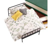 Miniature House Furniture, Vintage Realistic Bed Set, Mini Accessories, Detailed Bedroom Furniture Decor with Bedding Pillow Soft Craft Display Piece for Girl Bedroom Room Living Room Dream