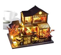 Miniature House Kit - Puzzle 3D Wooden With LED Light, DIY Villa Building Craft Toy | Creative Wooden Puzzle For Adults, Library Night Room Decoration, Educational Hobby Gift For Kids, Christmas
