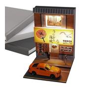Miniature Houses, 1:64 Scale Japanese Corner Restaurant, Handmade Doll House, Lighted Miniature Scene, Architectural Model Toy for Housewarming Decorations, Collectibles
