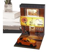 Miniature Houses, modelo de restaurante de esquina, juguete de 3,94 x 4,57 pulgadas con luces LED, escena arquitectónica hecha a mano, construcción ligera con construcción detallada, decoración para