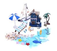 Miniature Kit, 26-Piece Beach House Decoration, 4.72x3.15x1.57 Inches Widespread Attraction, Small Playhouse, Sea-Themed Coastal Design for Thanksgiving, Home Decor Accent