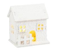 Miniature LED Lighted Mini House - Light Up Christmas Ornament | DIY Family Art and Craft Decoration Project with Flashing Lights for Holiday Home Tabletop Display