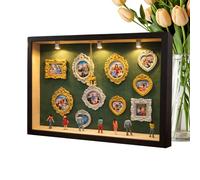 Miniature Museum Kit - Lighted Collectible Crafts | 22.7x31.4x3.7cm Wooden Resin Display with Figures, DIY Craft Kit with Wall Shelf Décor, Creative Museum Model for Living Room