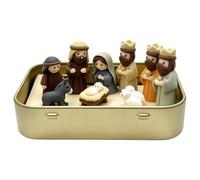Miniature Nativity Scene - Christmas Manger Figures | 3D Printed Tin Box