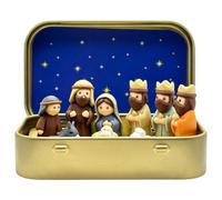 Miniature Nativity Scene - Christmas Manger Figures | 3D Printed Tin Box