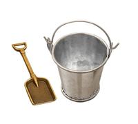 Miniature Playhouse Shovel, Tiny Craft Bucket Set, Realistic Simulation Design, Durable Wear-Resistant Material, Pretend Play and Decoration Use, Custom Size, Silver, 2-Pack