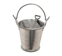 Miniature Playhouse Shovel, Tiny Craft Bucket Set, Realistic Simulation Design, Durable Wear-Resistant Material, Pretend Play and Decoration Use, Custom Size, Silver, 2-Pack