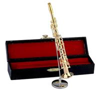 Miniature Saxophone - 6.3in Collectible Instrument for Display, Kids Adults Gift with Stand and Storage Case and Gold Plated Brass, Music Decoration, Christmas Birthday Keepsake