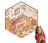 Miniature Scene Stickers, 3D Small House Label, Craft Decorative Stickers Coated Surfaces, Fun Label for Laptops, Phones, Water Bottles, Headphones, and Furniture
