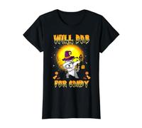 Miniature Schnauzer Dabbing Dog Will Dab for Candy Halloween Camiseta gráfica económica, Mujer, Negro, S